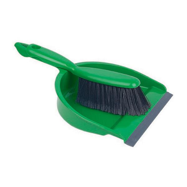 Plastic-Dustpan---Brush-Set---Green