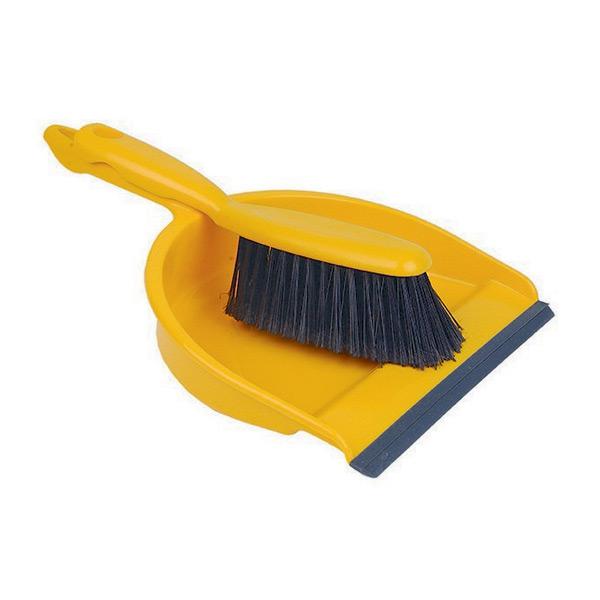 Plastic-Dustpan---Brush-Set---Yellow