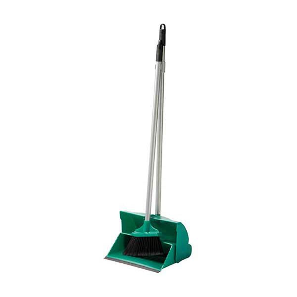 Long-Lobby-Handled-Dustpan---Brush---Green