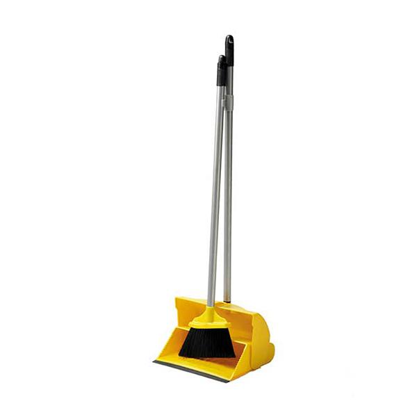 Long-Lobby-Handled-Dustpan---Brush---Yellow