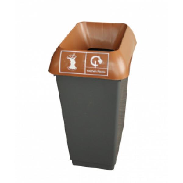 50L-Recycling-Bin-WIth-Brown-Lid---Kitchen-Waste-Logo