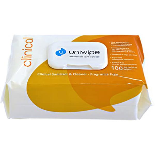 Uniwipe Midi Clinical Cleaning and Disinfectant Wipes 
 220 x 200mm